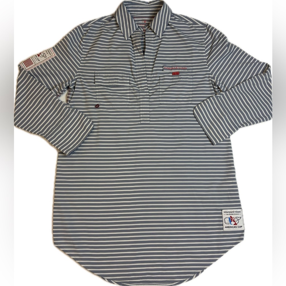 ✨Vineyard Vines The Official Style of America’s Cup Performance Striped Shirt 0